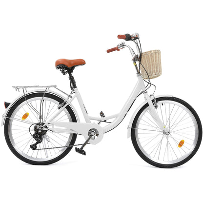 Vélo de croisière Moasis24/26 à 7 vitesses, vélo à cadre réglable, vélo de trajet
