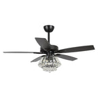 Modern Chrome 52-inch Crystal Chandelier Ceiling Fan with Remote