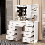 Modern White Makeup Vanity Fold Mirror Adjustable Lighting Dressing - 40.2x54.1