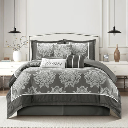 Ensemble de couette traditionnelle damassée Nanshing Tiana 7 pièces