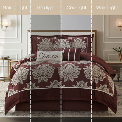 Ensemble de couette traditionnelle damassée Nanshing Tiana 7 pièces