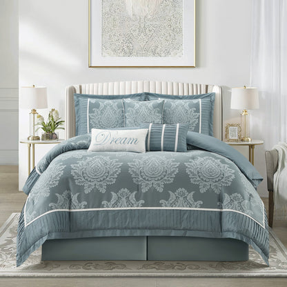 Ensemble de couette traditionnelle damassée Nanshing Tiana 7 pièces
