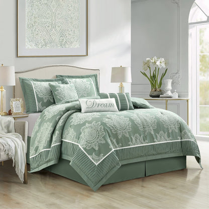 Ensemble de couette traditionnelle damassée Nanshing Tiana 7 pièces