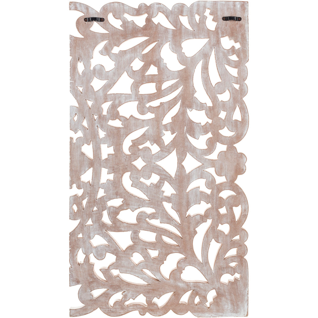 Norma Floral Hand Carved Natural Wooden 48x28-inch 3-Panel Wall Art