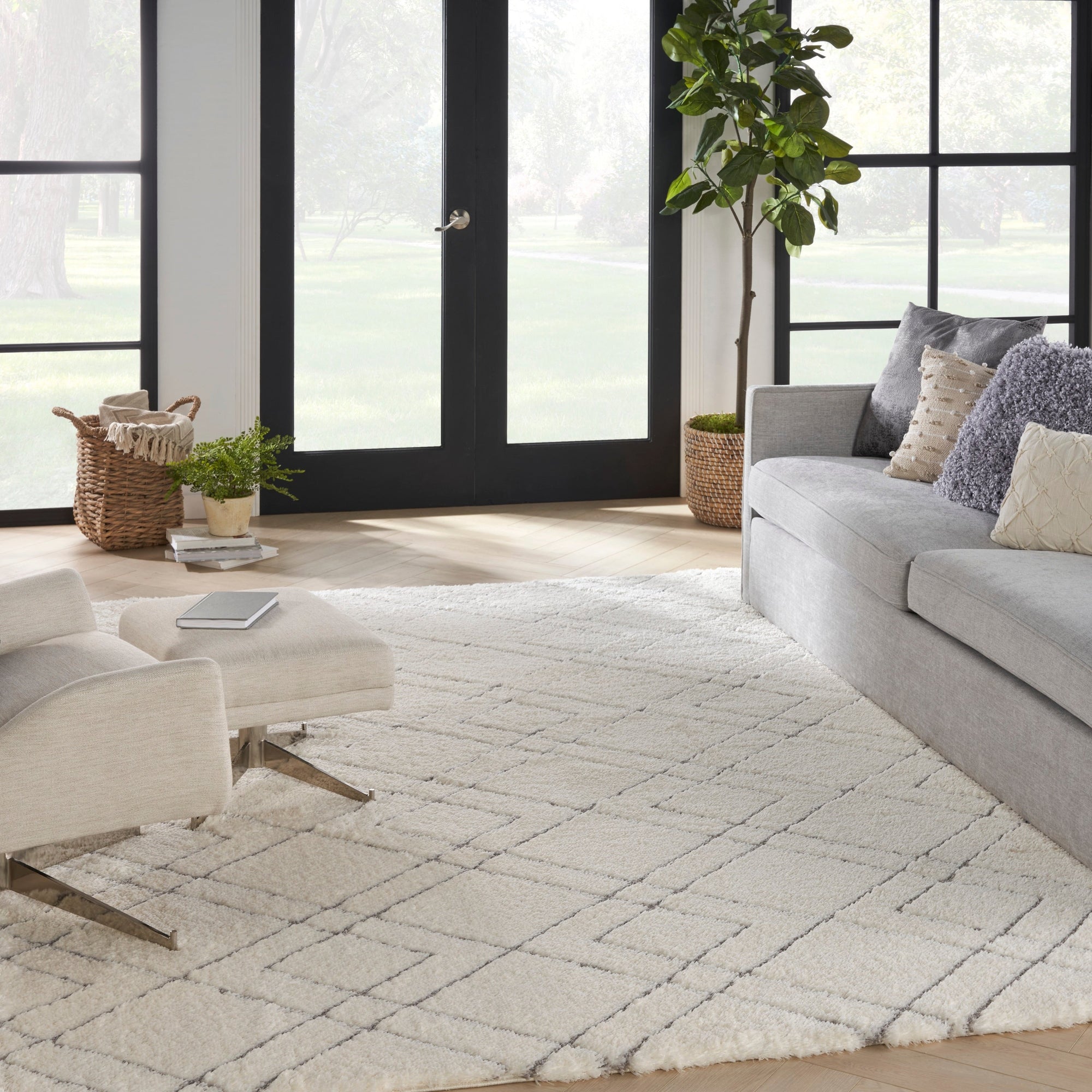 Nourison Luxurious Shag Ultra Plush Pile Abstract Geometric Area Rug