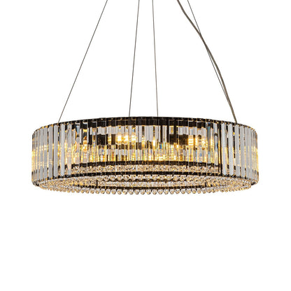 Lustre rond moderne en cristal OYIPRO 6/8/12 lumières en forme de tambour pour îlot de cuisine