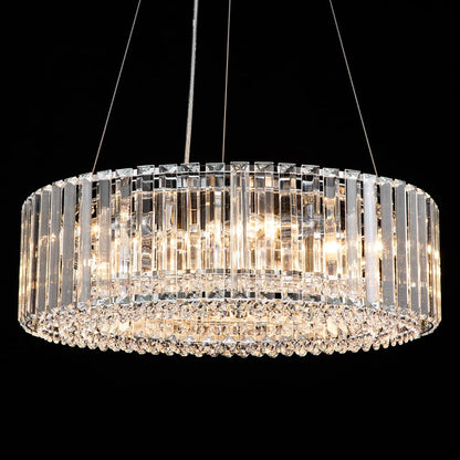 Lustre rond moderne en cristal OYIPRO 6/8/12 lumières en forme de tambour pour îlot de cuisine