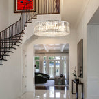 OYIPRO 6/8/12-Light Modern Round Crystal Chandelier Drum Shape Pendant Light for Kitchen Island