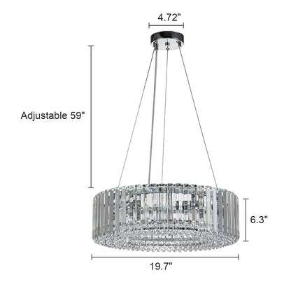 Lustre rond moderne en cristal OYIPRO 6/8/12 lumières en forme de tambour pour îlot de cuisine