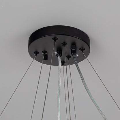 Lustre rond moderne en cristal OYIPRO 6/8/12 lumières en forme de tambour pour îlot de cuisine