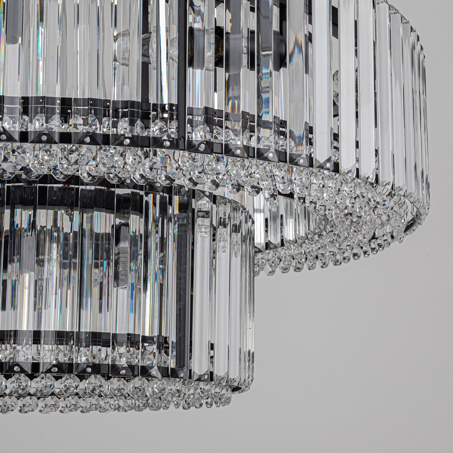 Lustre rond moderne en cristal OYIPRO 6/8/12 lumières en forme de tambour pour îlot de cuisine