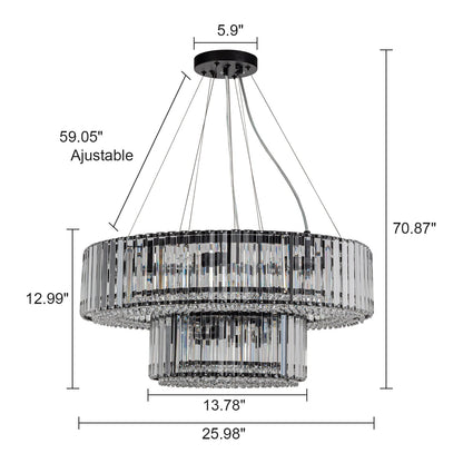 Lustre rond moderne en cristal OYIPRO 6/8/12 lumières en forme de tambour pour îlot de cuisine