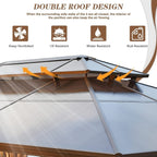 EROMMY Hardtop Gazebo,Outdoor Pergola with Double Roof & Netting & Curtains,Heavy Duty Canopy for Patio, Backyard, Pool party