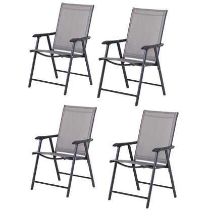 Ensemble de 4 chaises de patio pliantes Outsunny au design simple et chic, confortables pour la terrasse, le jardin, la cour et les voyages