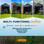 Outdoor Storage Shed and Carport Canopy: Portable Shelter for Bikes, Motorcycles, and Garden Storage