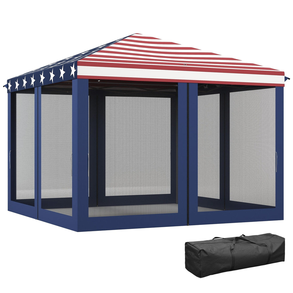 Outsunny 10' x 10' Heavy Duty Pop Up Canopy with Removable Mesh Sidewall Netting, Easy Setup Design, Outdoor Party Event