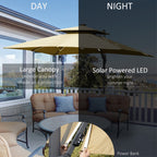 Outsunny 10ft Solar LED Patio Umbrella, Offset Hanging Umbrella with 360° Rotation, Cross Base, 8 Ribs, Tilt and Crank