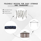 Outsunny 12' x 12' Pop Up Canopy Sun Shade Instant Tent Folding with Mesh Sidewall Netting, 3-Level Adjustable Height