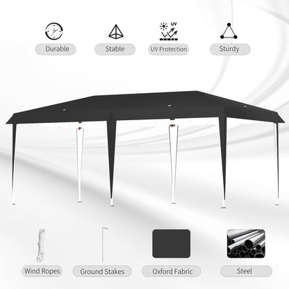 Auvent pop-up robuste Outsunny avec cadre robuste, toit anti-UV et sac de transport pour terrasse, jardin, plage et arrière-cour