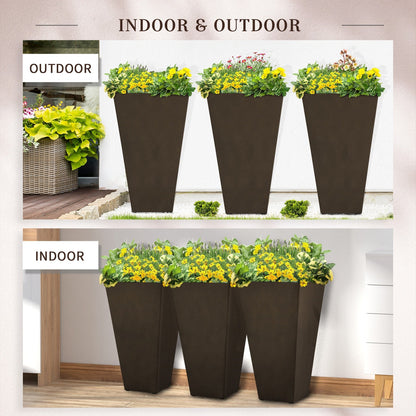 Lot de 3 grands pots de fleurs en plastique Outsunny 28 cm, pour l'intérieur et l'extérieur, pour l'entrée, la terrasse et la cour.