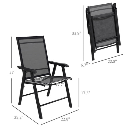 Ensemble de 4 chaises de patio pliantes Outsunny au design simple et chic, confortables pour la terrasse, le jardin, la cour et les voyages