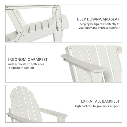 Chaise pliante Adirondack Outsunny, chaises de plage pliantes en plastique PEHD pour terrasse et jardin
