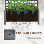Outsunny Wood Planter with Trellis, Raised Garden Bed for Climbing Plants w/ Drainage Holes and Roof