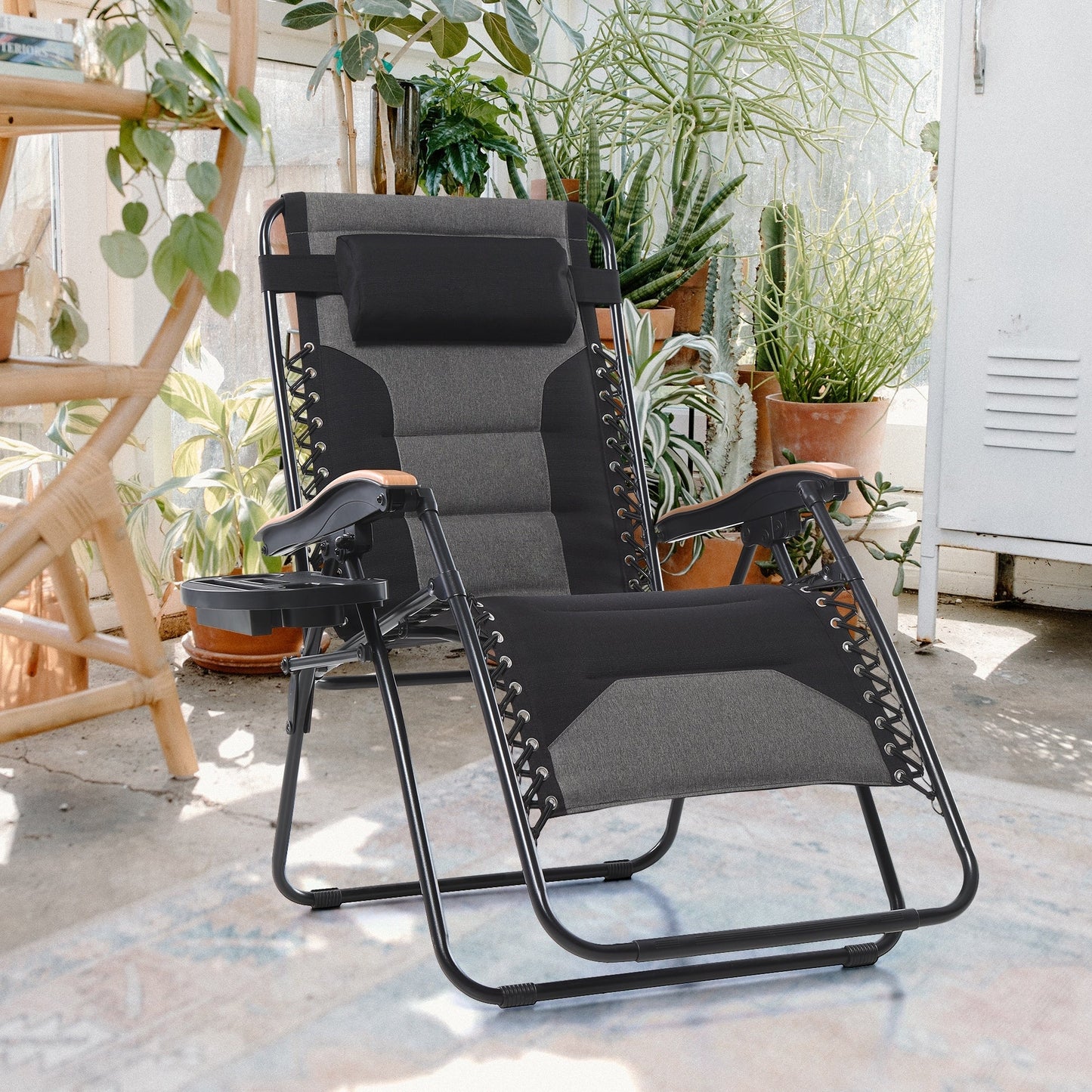 Fauteuil de salon surdimensionné XL rembourré à gravité zéro, accoudoirs larges, inclinable et réglable avec porte-gobelet - N/A