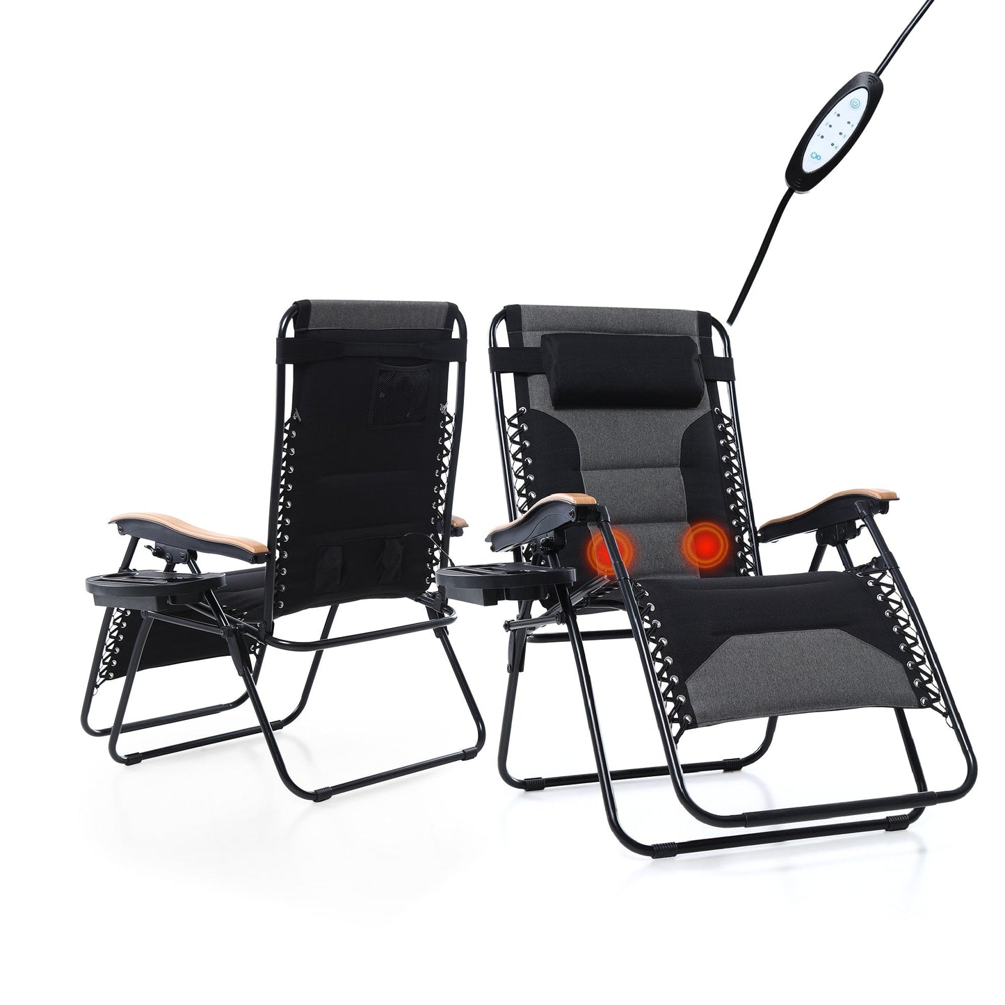 Fauteuil de salon surdimensionné XL rembourré à gravité zéro, accoudoirs larges, inclinable et réglable avec porte-gobelet - N/A