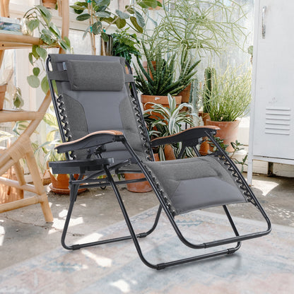 Fauteuil de salon surdimensionné XL rembourré à gravité zéro, accoudoirs larges, inclinable et réglable avec porte-gobelet - N/A