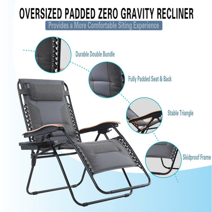 Fauteuil de salon surdimensionné XL rembourré à gravité zéro, accoudoirs larges, inclinable et réglable avec porte-gobelet - N/A