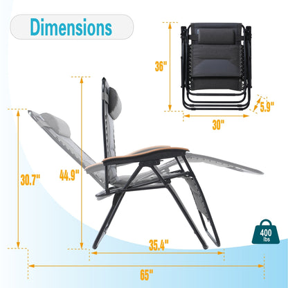 Fauteuil de salon surdimensionné XL rembourré à gravité zéro, accoudoirs larges, inclinable et réglable avec porte-gobelet - N/A