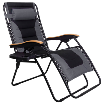 Fauteuil de salon surdimensionné XL rembourré à gravité zéro, accoudoirs larges, inclinable et réglable avec porte-gobelet - N/A