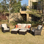 OVIOS 5-piece Patio Wicker High Back Conversation Set