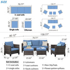 OVIOS 5-piece Patio Furniture Wicker Outdoor High-back Seating Set