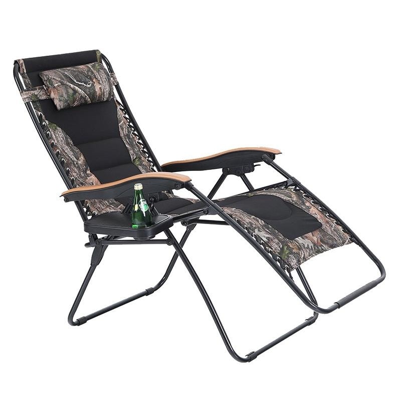 Fauteuil de salon surdimensionné XL rembourré à gravité zéro, accoudoirs larges, inclinable et réglable avec porte-gobelet - N/A