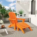 Polytrends Laguna Hdpe All Weather Outdoor Patio Foldable Adirondack Chair With Ottoman (2-Piece Set)
