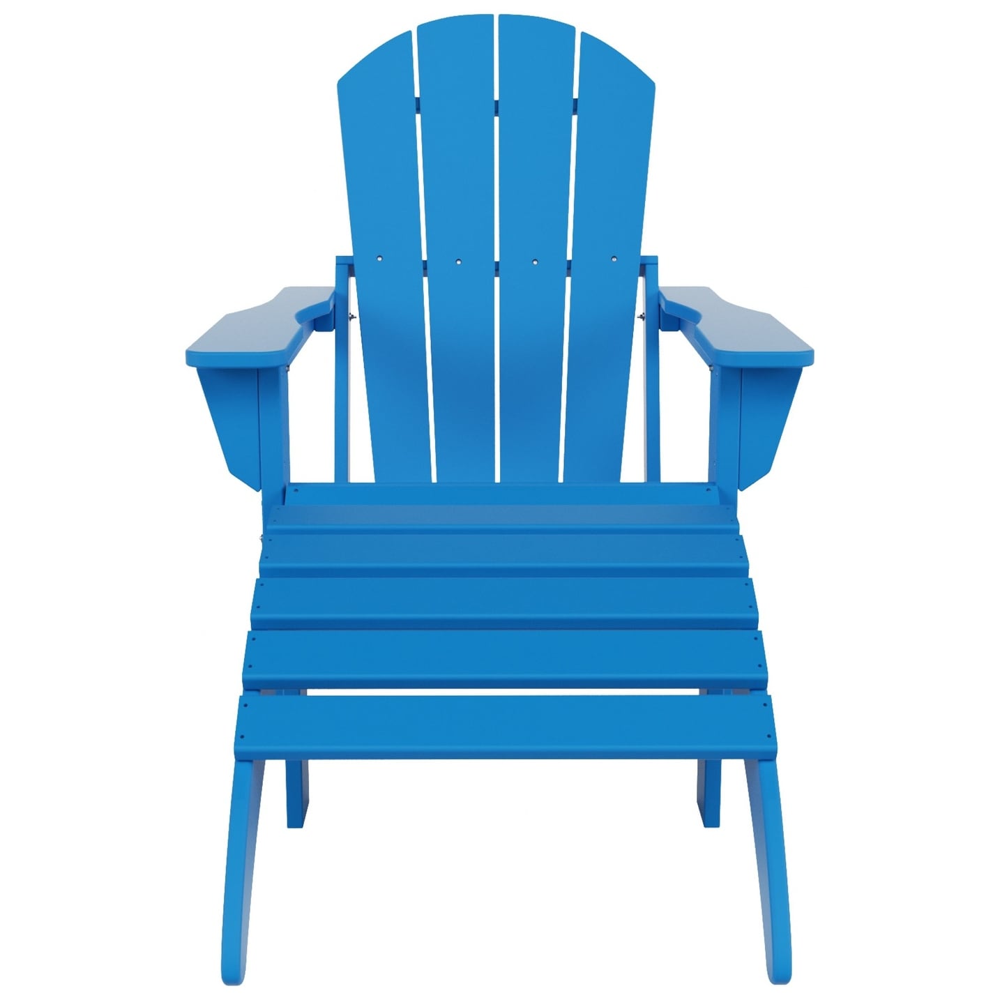 Chaise Adirondack pliable Polytrends Laguna en PEHD pour terrasse extérieure toutes saisons avec pouf (ensemble 2 pièces)