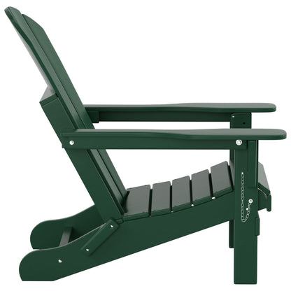 Chaise Adirondack pliable Polytrends Laguna en PEHD pour terrasse extérieure toutes saisons avec pouf (ensemble 2 pièces)