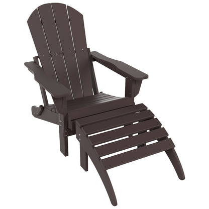 Chaise Adirondack pliable Polytrends Laguna en PEHD pour terrasse extérieure toutes saisons avec pouf (ensemble 2 pièces)