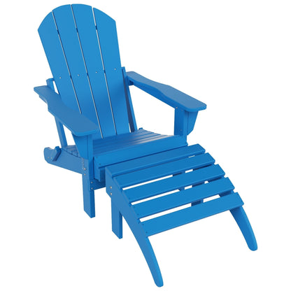 Chaise Adirondack pliable Polytrends Laguna en PEHD pour terrasse extérieure toutes saisons avec pouf (ensemble 2 pièces)