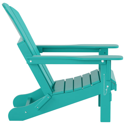 Chaise Adirondack pliable Polytrends Laguna en PEHD pour terrasse extérieure toutes saisons avec pouf (ensemble 2 pièces)