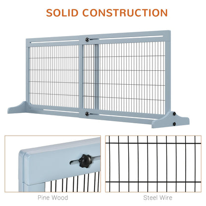 Portillon extra large et autoportant PawHut 72 pour animaux de compagnie, longueur réglable, pour maison, entrée, couloir, gris