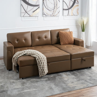 Canapé sectionnel réversible avec lit gigogne, méridienne avec rangement dissimulé, pieds durables,