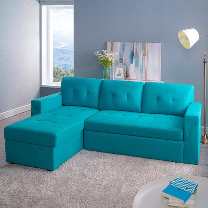 Canapé sectionnel réversible avec lit gigogne, méridienne avec rangement dissimulé, pieds durables,