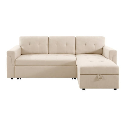 Canapé sectionnel réversible avec lit gigogne, méridienne avec rangement dissimulé, pieds durables,