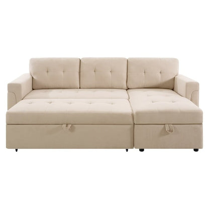 Canapé sectionnel réversible avec lit gigogne, méridienne avec rangement dissimulé, pieds durables,
