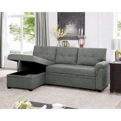 Canapé sectionnel réversible avec lit gigogne, méridienne avec rangement dissimulé, pieds durables,
