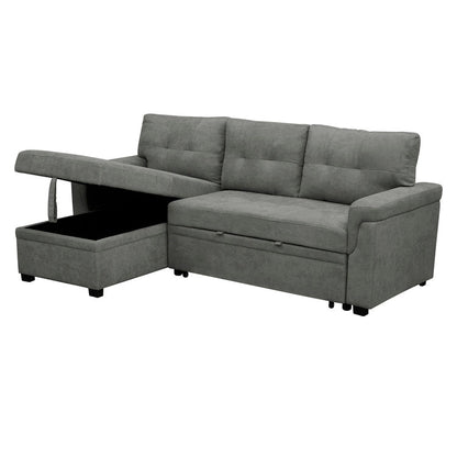 Canapé sectionnel réversible avec lit gigogne, méridienne avec rangement dissimulé, pieds durables,