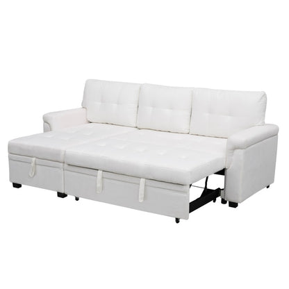 Canapé sectionnel réversible avec lit gigogne, méridienne avec rangement dissimulé, pieds durables,